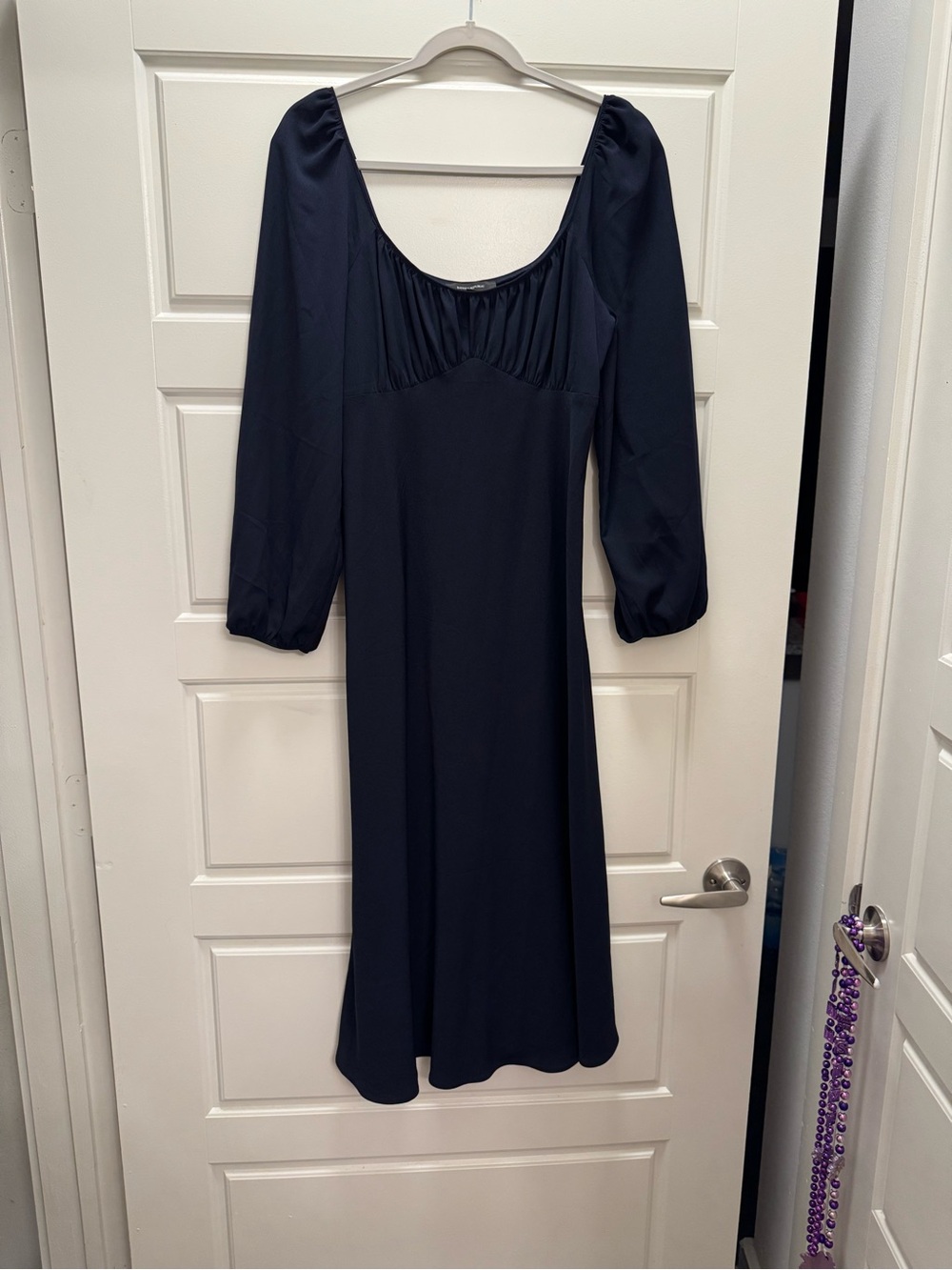 Banana Republic Navy Long-Sleeve Scoop Midi Dress
